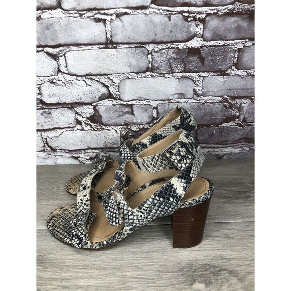 Vionic Carmel Grey Ivory Leather Snake Print Heel Sandals Women’s 9.5M US/41.5EU - Picture 16 of 16